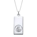 Sterling Silver Ingot St Christopher Medallion Pendant Necklace