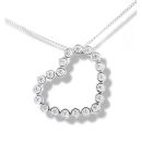 9ct White Gold Cubic Zirconia Heart Pendant And 16" Chain