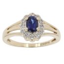 9ct Yellow Gold 0.10ct Diamond and Sapphire Cluster Ring