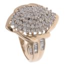 9ct Yellow Gold 1ct Brilliant and Baguette Cut Diamond Cluster Ring