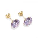 9ct yellow gold 8mm lilac CZ stud Earrings