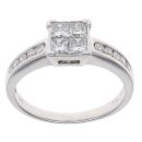18ct White Gold 1.00ct Princess Cut Diamond Cluster Ring