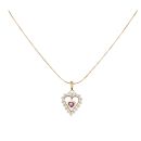 18ct Yellow Gold Amethyst and Cubic Zirconia Heart Pendant And Chain 18"