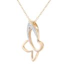 9ct Yellow Gold Diamond Butterfly Pendant Necklace