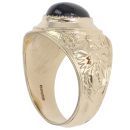 9ct Yellow Gold Patterned Blue Gemstone College Ring