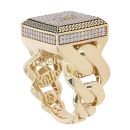 14ct Yellow Gold Monaco Cubic Zirconia and Black Enamel Signet Ring