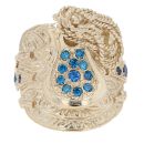 9ct Yellow Gold Blue Gemstone Saddle Ring