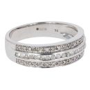 9ct White Gold 0.34ct Diamond 3 Row Ring by Anya Belle