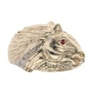 9ct Yellow Gold Ruby and 0.05ct Diamond Horse Ring