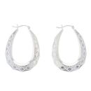 Silver Large Oval Creole Hoop Earrings By Icesia