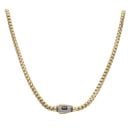 14ct Yellow Gold Monaco Cube Pave Lock Chain 24"