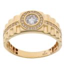 14ct Yellow Gold Cubic Zirconia Fancy Signet Ring