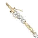 9ct Yellow And White Gold 0.15ct Brilliant Cut Diamond Bracelet 7"