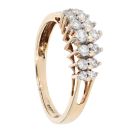 9ct Yellow Gold 0.30ct Diamond Two Row Cluster Ring