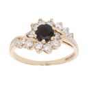 9ct Yellow Gold Sapphire And Cubic Zirconia Cluster Ring