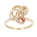 9ct Yellow, White And Rose Gold Loop Flower Ring