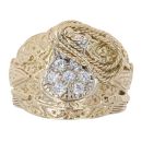 9ct Yellow Gold Cubic Zirconia Patterned Saddle Ring