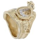 9ct Yellow Gold Cubic Zirconia Patterned Saddle Ring