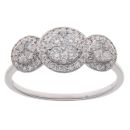 18ct White Gold 0.60ct Brilliant Cut Diamond Triple Cluster Ring