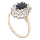 9ct Yellow Gold Sapphire and Cubic Zirconia Cluster Ring