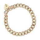 9ct Yellow Gold Heart Lock Charm Bracelet 7"