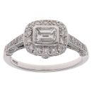 Platinum 1.20ct Emerald And Brilliant Cut Diamond Cluster Ring