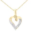 9ct Yellow Gold Diamond Heart Pendant Necklace