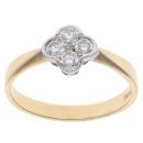 18ct Yellow Gold 0.45ct Diamond Four Stone Clover Cluster Ring