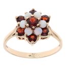 9ct Yellow Gold Opal And Garnet Cluster Ring