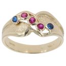 9ct Yellow Gold Created Sapphire And Created Ruby Five Stone Ring