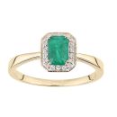 9ct Yellow Gold Octagon Emerald and Diamond Cluster Ring
