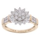 9ct Yellow Gold 0.50ct Diamond Cluster Ring