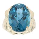 9ct Yellow Gold Blue Topaz Single Stone Ring