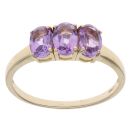 9ct Yellow Gold Amethyst Three Stone Ring