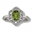 9ct White Gold Peridot And Cubic Zirconia Ring