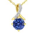 9ct Yellow Gold Created Tanzanite and Diamond Twist Pendant Necklace