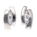 9ct White Gold Cubic Zirconia Fancy Wave Earrings