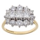18ct Yellow Gold 2.00ct Brilliant And Princess Cut Diamond Cluster Ring