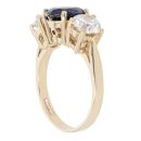 14ct Yellow Gold Created Sapphire And Cubic Zirconia Three Stone Ring