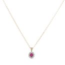 14ct Yellow Gold 0.30ct Brilliant Cut Diamond And Ruby Cluster Pendant And Chain 18"