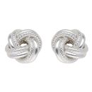 Silver Patterned Knot Stud Earrings