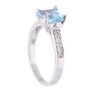 9ct White Gold Blue Topaz and Diamond Square Ring