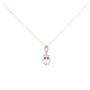 9ct Yellow Gold 0.05ct Diamond And Morganite Pendant And Chain 18"