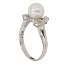 14ct White Gold 0.04ct Diamond And Pearl Ring