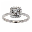 9ct White Gold Baguette And Round Cut 0.34ct Diamond Cluster Ring