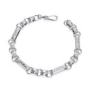 Sterling Silver Men's Patterned Gypsy Link Belcher 9" Bracelet
