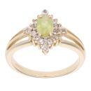 9ct Yellow Gold Peridot And Cubic Zirconia Stone Set Ring