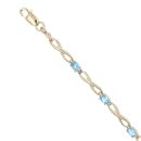 9ct Yellow Gold Patterned Aquamarine Bracelet 7"