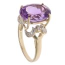 9ct Yellow Gold 0.05ct Dimond And Amethyst Ring