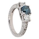 14ct White Gold 1.70ct Blue Diamond Trilogy Ring